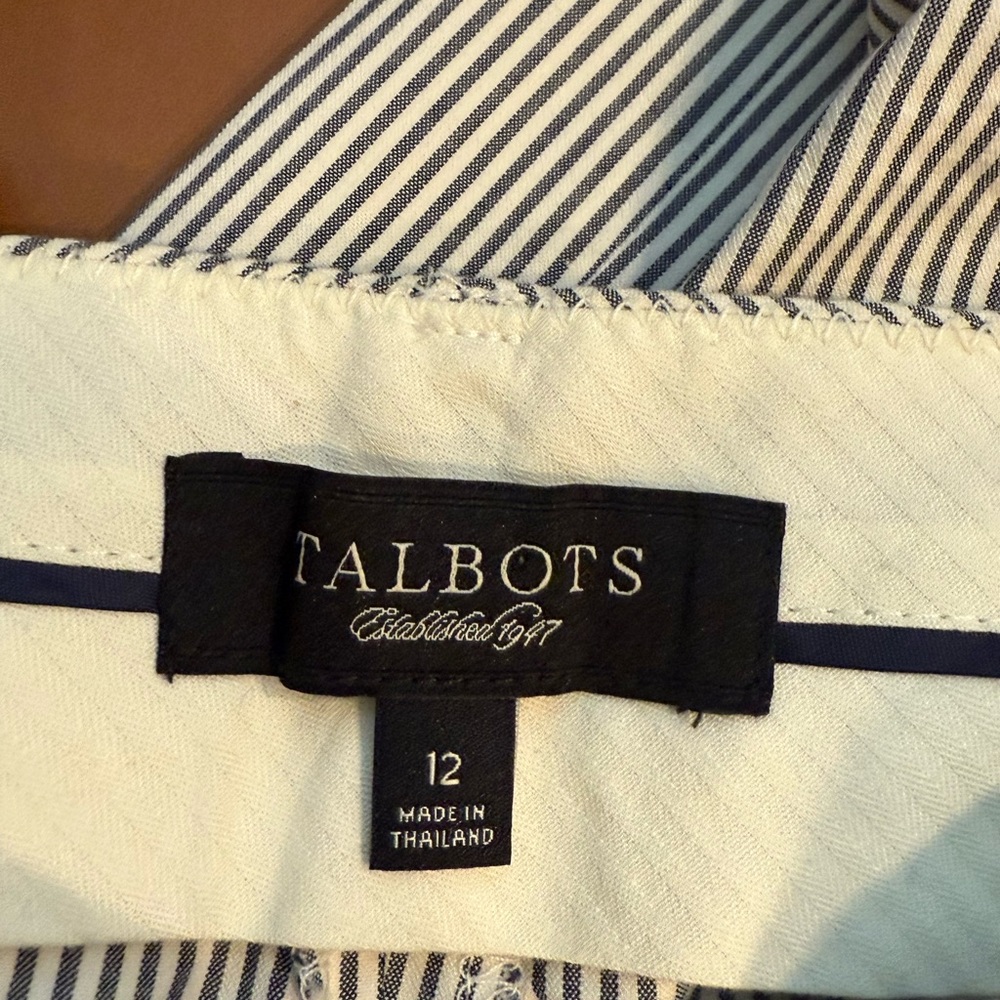 Talbots Women's Blue and White Striped Pants - Picture 3 of 5